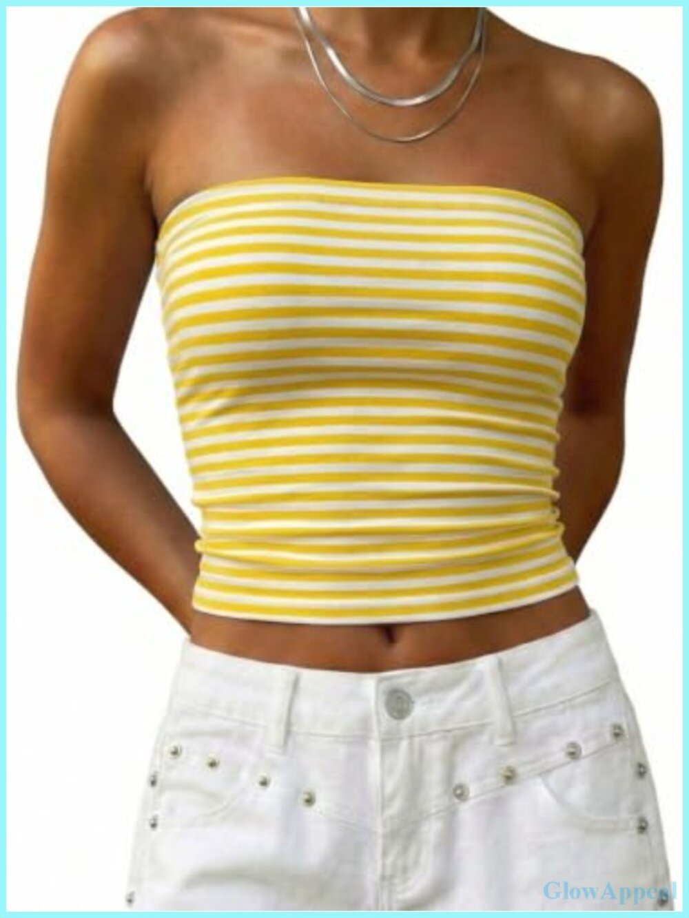 Women's Strapless Bandeau Tube Top Cotton Spandex Sleeveless Crop Top